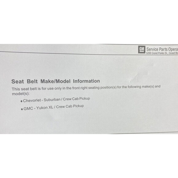 Seat Belt Type 95001 P1-000107 Crew Cab Picku -Chevrolet-suburban Or Gmc Yuko X - Picture 5 of 5